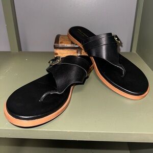 Cole Haan Grand.36O Women's Black Strappy‎ Comfort Slip On Thong Sandals Size 8B
